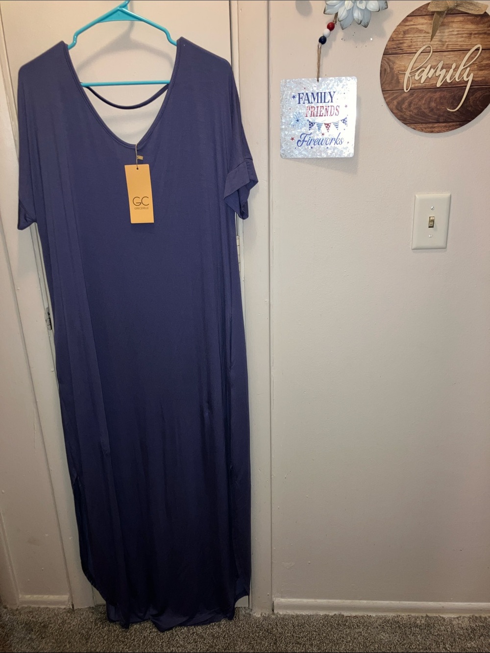 GRECERELLE GC Women’s Purple Maxi Dress with V-Neck 2X